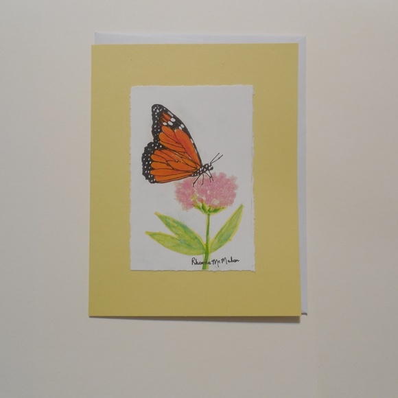 Watercolor Monarch Butterfly Card and Envelope - Picture 2 of 5